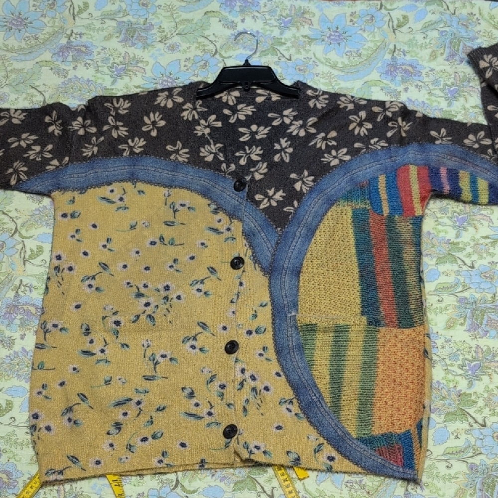 Floral Patchwork Cardigan Sweater - image 2